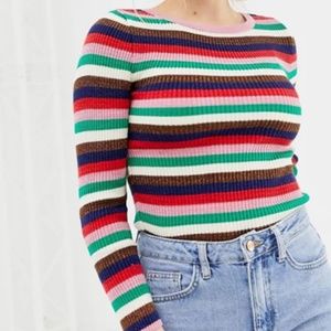 Rainbow Stripe Knitted Sweater Top
